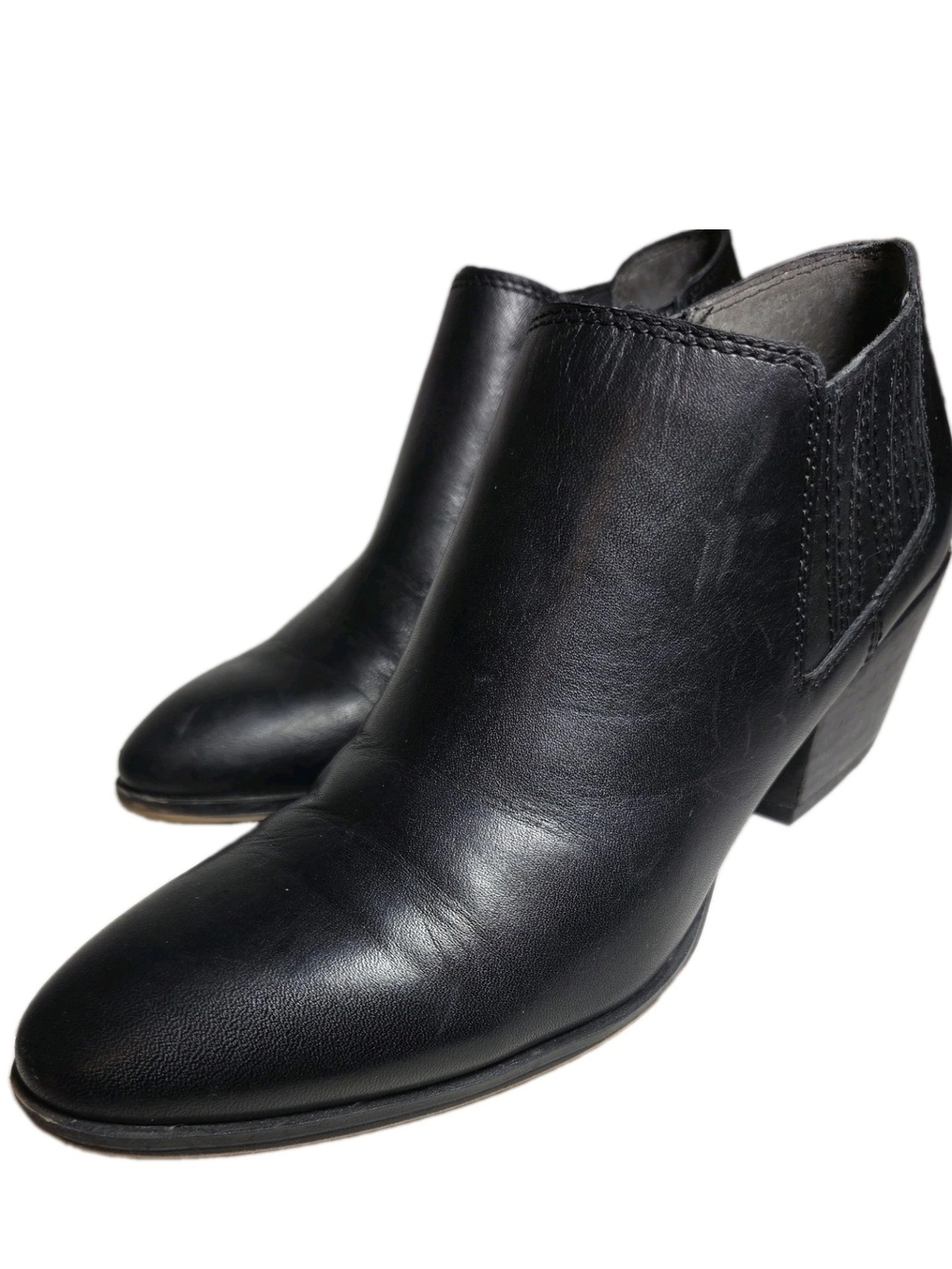 Franco Sarto Black Leather Western Chelsea Booties Pointed Toe Size 8 / 10"[9B
